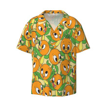 (It's Orange Bird!!!_11092) Men's Hawaiian Shirts Cuban Collar Vintage Bowling Short Sleeve Button Down Beach Shirt Casual Summer Vacation Wear Retro Tee