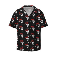 (Jack Skellington Christmas_9282) Men's Hawaiian Shirts Cuban Collar Vintage Bowling Short Sleeve Button Down Beach Shirt Casual Summer Vacation Wear Retro Tee