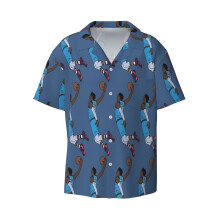 (Ja Morant Dunk_2565) Men's Hawaiian Shirts Cuban Collar Vintage Bowling Short Sleeve Button Down Beach Shirt Casual Summer Vacation Wear Retro Tee