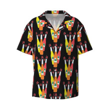 (JA JA JA JARRITOS_6585) Men's Hawaiian Shirts Cuban Collar Vintage Bowling Short Sleeve Button Down Beach Shirt Casual Summer Vacation Wear Retro Tee