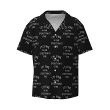 (Its Fine Im Fine Everythings Fine_4924) Men's Hawaiian Shirts Cuban Collar Vintage Bowling Short Sleeve Button Down Beach Shirt Casual Summer Vacation Wear Retro Tee