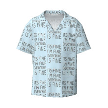 (It's Fine I'm Fine Everything Is Fine _4542) Men's Hawaiian Shirts Cuban Collar Vintage Bowling Short Sleeve Button Down Beach Shirt Casual Summer Vacation Wear Retro Tee