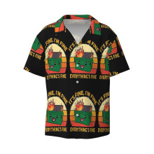 (It's Fine I'm Fine Everything's Fine Lil Dumpster Fire_7483) Men's Hawaiian Shirts Cuban Collar Vintage Bowling Short Sleeve Button Down Beach Shirt Casual Summer Vacation Wear Retro Tee