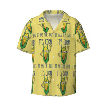 (It's Corn! It Has The Juice Funny Corn Lover_6945) Men's Hawaiian Shirts Cuban Collar Vintage Bowling Short Sleeve Button Down Beach Shirt Casual Summer Vacation Wear Retro Tee
