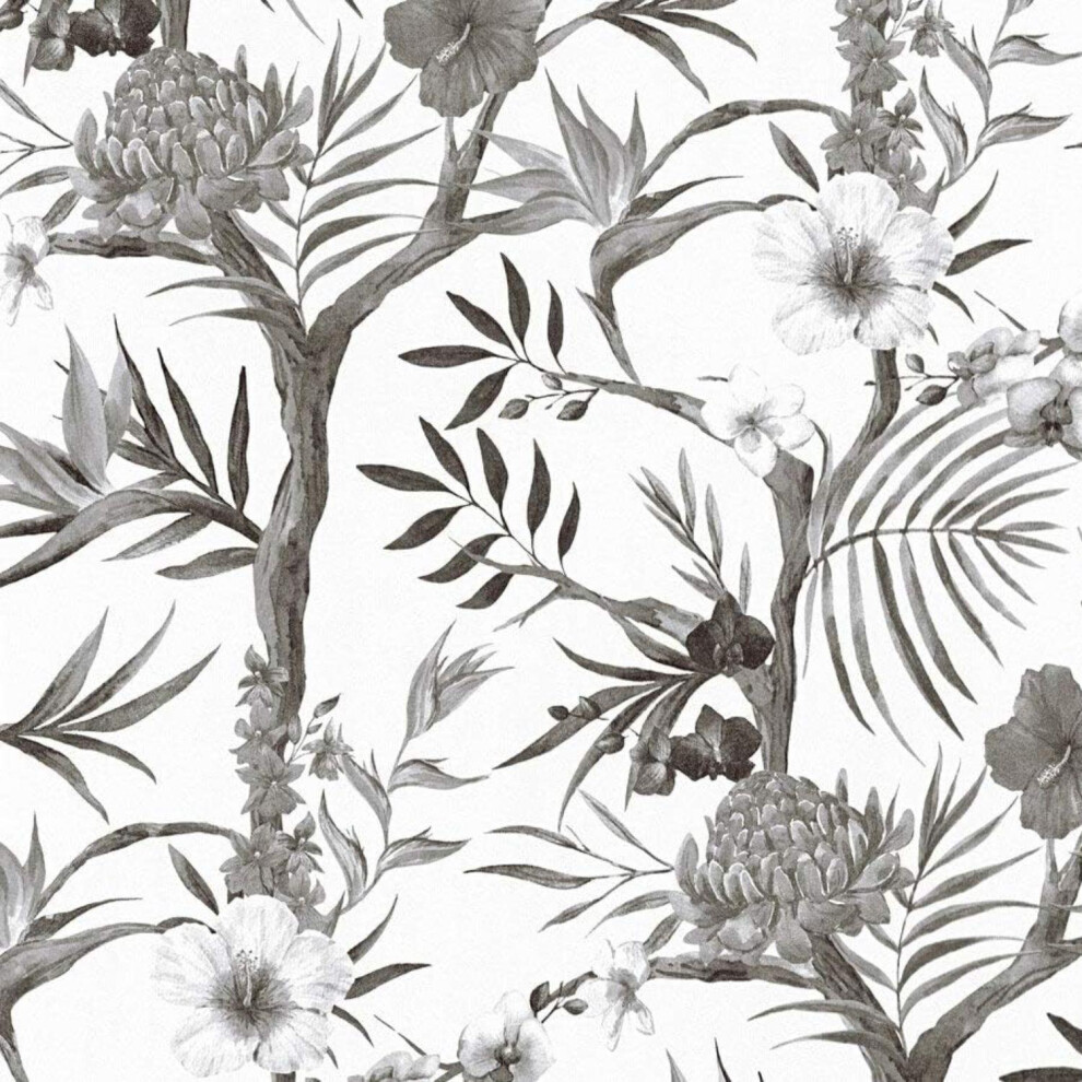 As Creation Tropical Flowers Wallpaper Monochromatic Floral Paste The Wall Vinyl