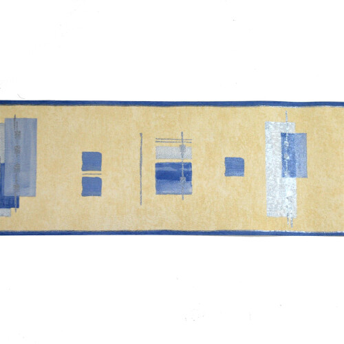 Arthouse Arthouse Geometric Abstract Blue And Cream Border Wallpaper 1