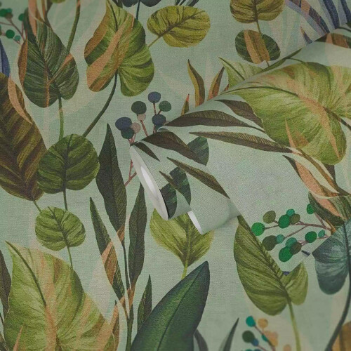 AS Creation AS Creation Tropical Leaf Pattern Green Blue Wallpaper Paste The Wall Vinyl 1