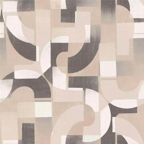 Grandeco Grandeco Life Karuna Grey Wallpaper Geometric Pattern Overlapping Semicircles