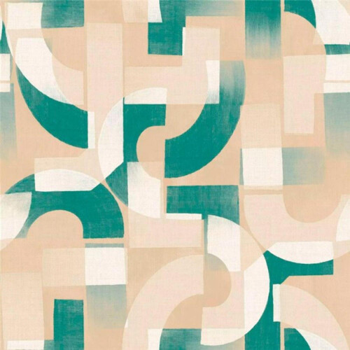 Grandeco Grandeco Life Karuna Green Wallpaper Geometric Pattern Overlapping Semicircles