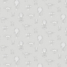 Grandeco Jack N Rose Hot Air Baloon Grey Wallpaper Nursery Past The Wall Vinyl