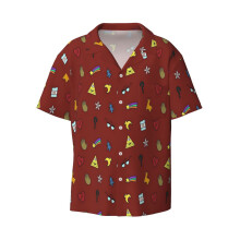(Gravity Falls Symbol Pattern_7826) Men's Hawaiian Shirts Cuban Collar Vintage Bowling Short Sleeve Button Down Beach Shirt Casual Summer Vacation Wear Retro Tee