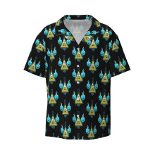 (Gravity Falls Mysteries - Blue _4511) Men's Hawaiian Shirts Cuban Collar Vintage Bowling Short Sleeve Button Down Beach Shirt Casual Summer Vacation Wear Retro Tee
