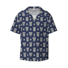 (Greek-Roman Ancient Columns Seamless Pattern_6822) Men's Hawaiian Shirts Cuban Collar Vintage Bowling Short Sleeve Button Down Beach Shirt Casual Summer Vacation Wear Retro Tee