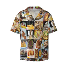 (Great British Baking Show_22861) Men's Hawaiian Shirts Cuban Collar Vintage Bowling Short Sleeve Button Down Beach Shirt Casual Summer Vacation Wear Retro Tee