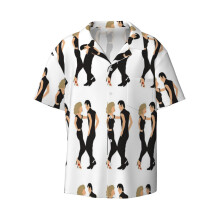 (Grease_10499) Men's Hawaiian Shirts Cuban Collar Vintage Bowling Short Sleeve Button Down Beach Shirt Casual Summer Vacation Wear Retro Tee