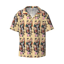 (Gravity Falls _13050) Men's Hawaiian Shirts Cuban Collar Vintage Bowling Short Sleeve Button Down Beach Shirt Casual Summer Vacation Wear Retro Tee