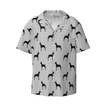 (Great Dane Silhouette(s)_7390) Men's Hawaiian Shirts Cuban Collar Vintage Bowling Short Sleeve Button Down Beach Shirt Casual Summer Vacation Wear Retro Tee