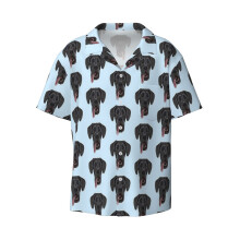 (Great Dane_9167) Men's Hawaiian Shirts Cuban Collar Vintage Bowling Short Sleeve Button Down Beach Shirt Casual Summer Vacation Wear Retro Tee