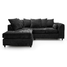 (Black, Left Hand Facing) Dylan Chenille Fabric Sofa Set