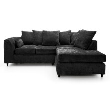 (Black, Right Hand Facing) Dylan Chenille Fabric Sofa Set