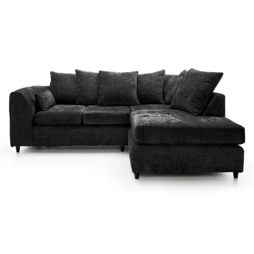 Luxury Life (Black, Right Hand Facing) Dylan Chenille Fabric Sofa Set