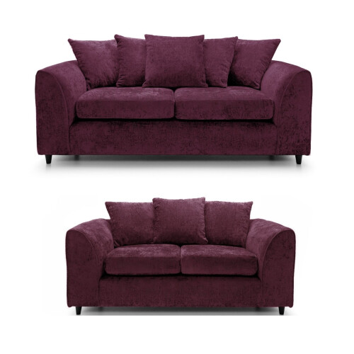 Luxury Life (Aubergine, 3 Plus 2 Set) Dylan Chenille Fabric Sofa Set