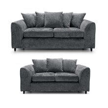 (Grey, 3 Plus 2 Set) Dylan Chenille Fabric Sofa Set