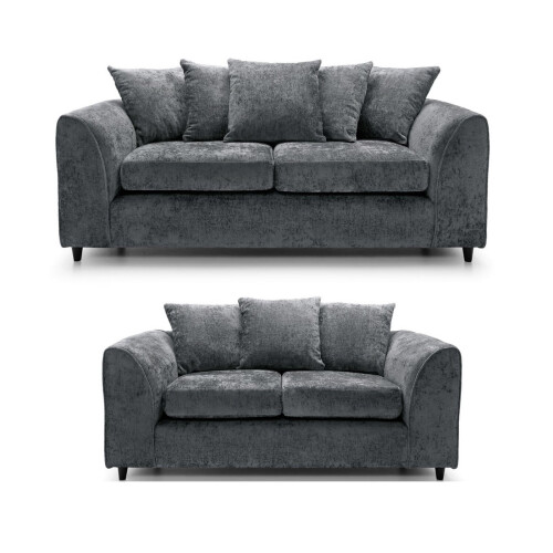 Luxury Life (Grey, 3 Plus 2 Set) Dylan Chenille Fabric Sofa Set