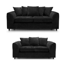 (Black, 3 Plus 2 Set) Dylan Chenille Fabric Sofa Set