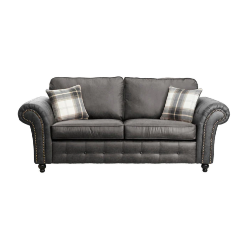 Luxury Life (Charcoal, 3 Seater) Oakley Suede Fabric Sofas