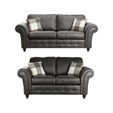 (Charcoal, 3 Plus 2 Set) Oakley Suede Fabric Sofas