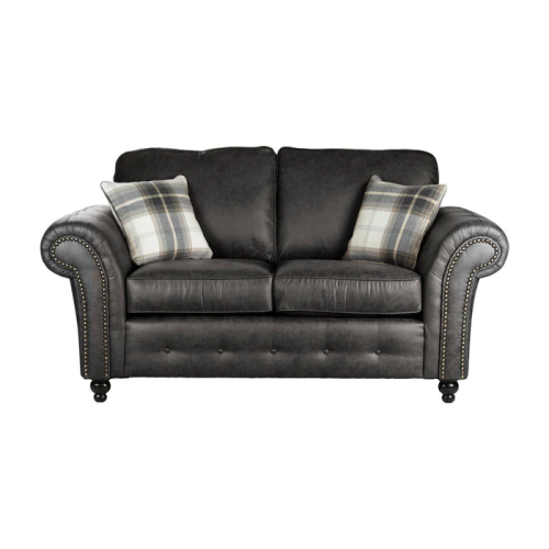 Luxury Life (Charcoal, 2 Seater) Oakley Suede Fabric Sofas