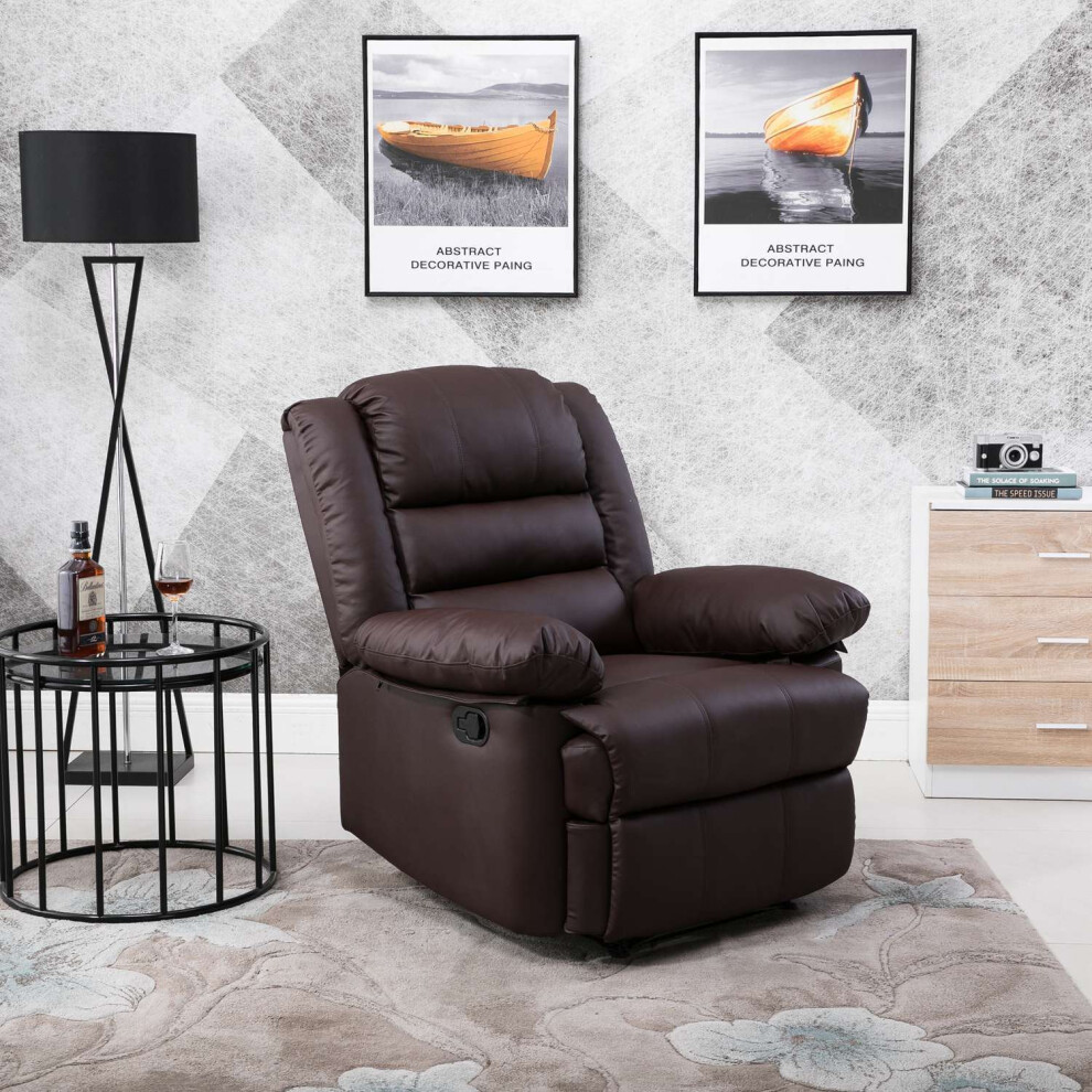 Photos - Chair Lisbon Leather Recliner Armchair(Brown)
