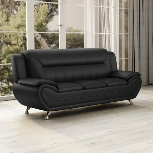 Luxury Life (Black) Eclipse Faux Leather Sofa Set 1