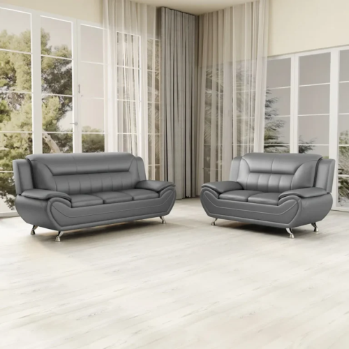 Luxury Life (Grey) Eclipse Faux Leather Sofa Set