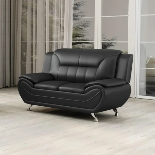 Luxury Life (Black) Eclipse Faux Leather Sofa Set 2