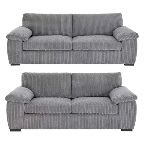 Luxury Life (Grey, 3 Plus 2 Set) Collingdale Jumbo Cord Fabric Sofas