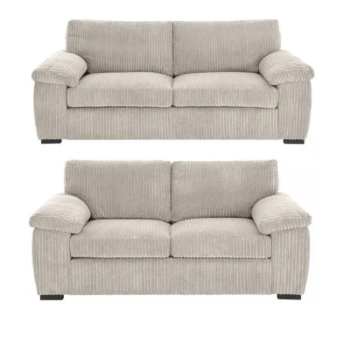 Luxury Life (Cream, 3 Plus 2 Set) Collingdale Jumbo Cord Fabric Sofas