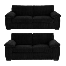 (Black, 3 Plus 2 Set) Collingdale Jumbo Cord Fabric Sofas