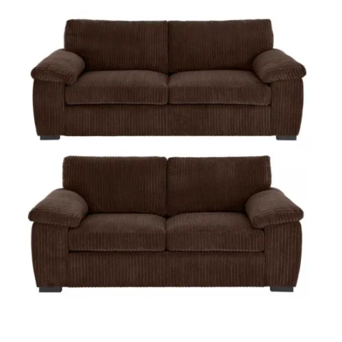 Luxury Life (Chocolate, 3 Plus 2 Set) Collingdale Jumbo Cord Fabric Sofas