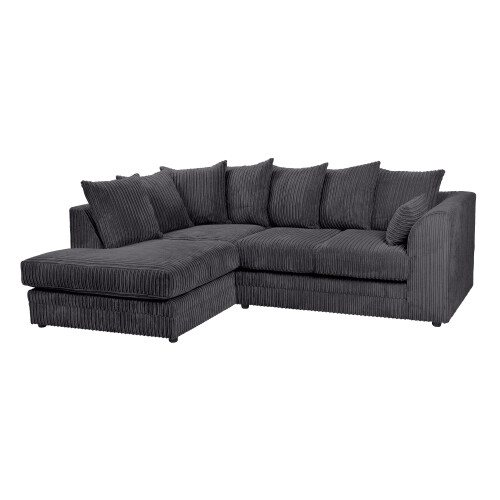Luxury Life (Black, Left Hand Facing) Dylan Jumbo Cord Fabric Sofas 1