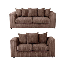(Chocolate, 3 Plus 2 Set) Dylan Jumbo Cord Fabric Sofas