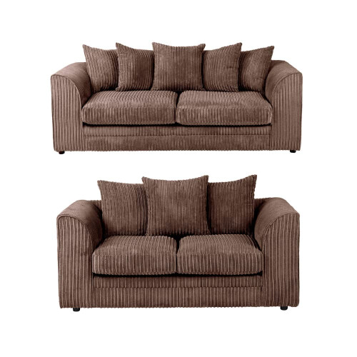 Luxury Life (Chocolate, 3 Plus 2 Set) Dylan Jumbo Cord Fabric Sofas