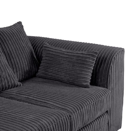 Luxury Life (Black, Left Hand Facing) Dylan Jumbo Cord Fabric Sofas 2