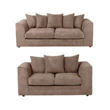(Coffee, 3 Plus 2 Set) Dylan Jumbo Cord Fabric Sofas