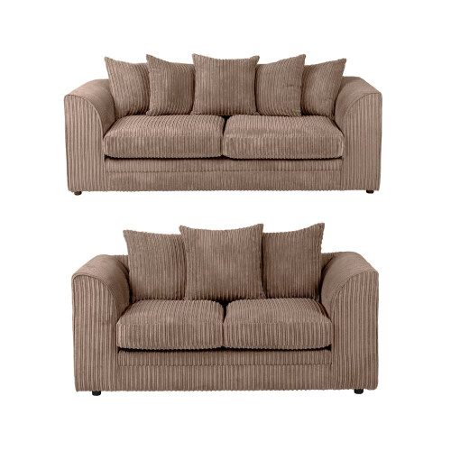 Luxury Life (Coffee, 3 Plus 2 Set) Dylan Jumbo Cord Fabric Sofas