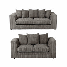 (Grey, 3 Plus 2 Set) Dylan Jumbo Cord Fabric Sofas