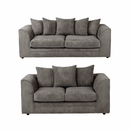 Luxury Life (Grey, 3 Plus 2 Set) Dylan Jumbo Cord Fabric Sofas