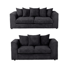 (Black, 3 Plus 2 Set) Dylan Jumbo Cord Fabric Sofas