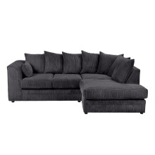(Black, Right Hand Facing) Dylan Jumbo Cord Fabric Sofas